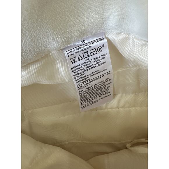 Banana Republic Relaxed Trouser Pleated Wide Leg Pockets Cream Women's Size 10 - Picture 8 of 14